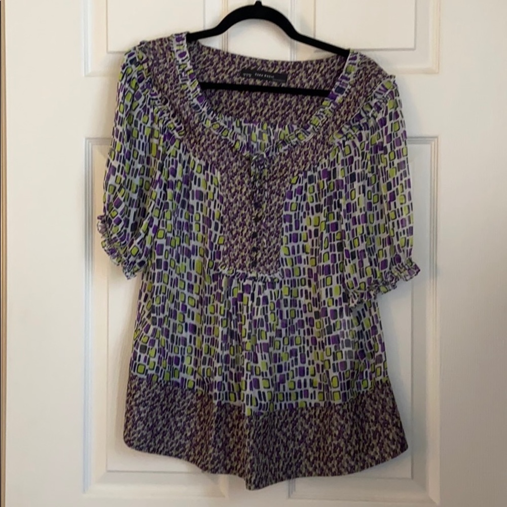 Zara sheer silk pattern blouse